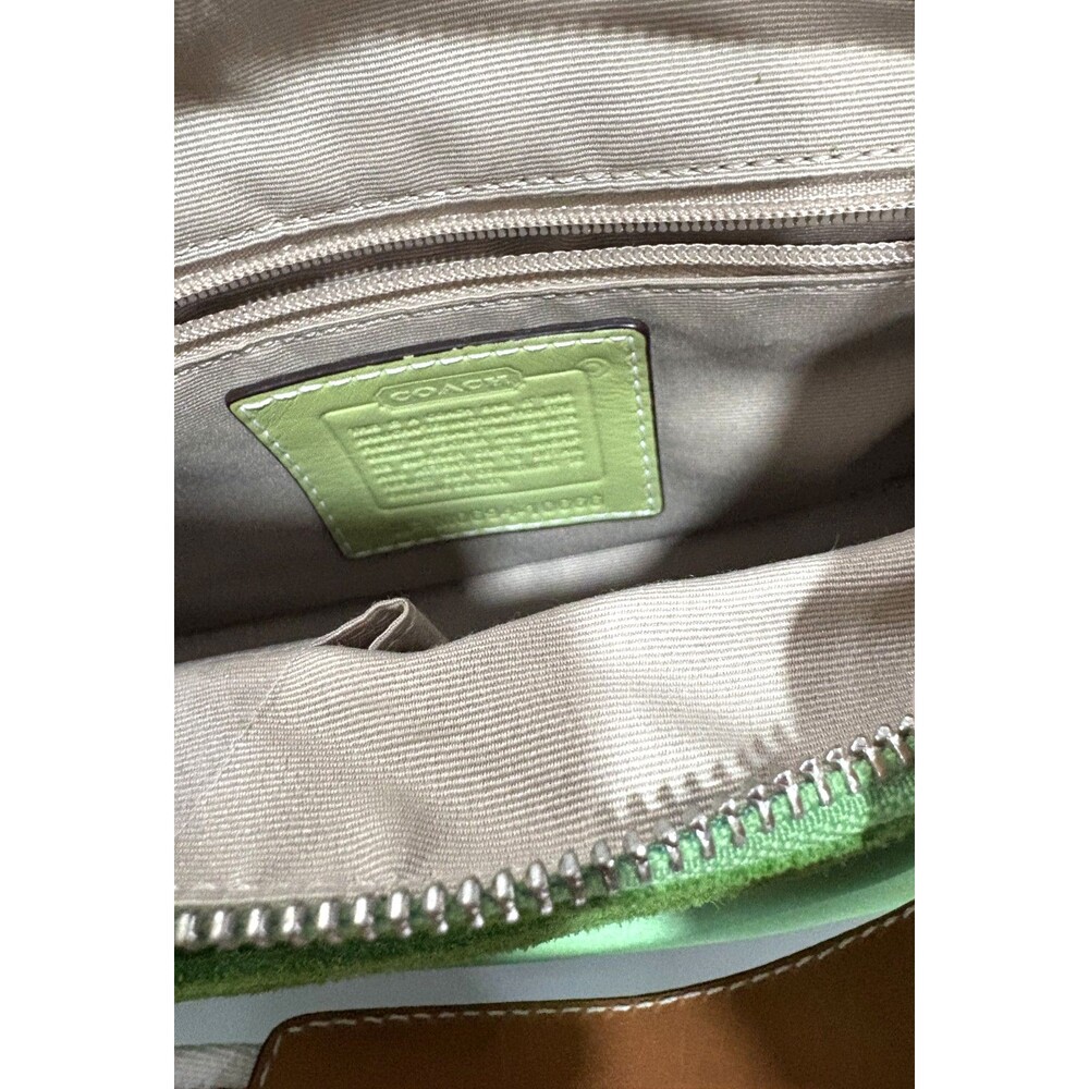 Coach Green Sateen / Leather trim Mini Barrel Bag Vintage 2006 RARE - Picture 4 of 14